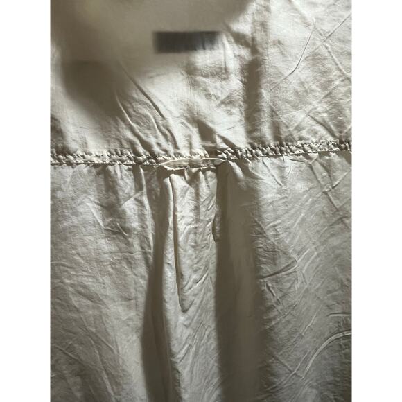 Lanvin Paris Cream Silk Short-Sleeve Button-down Shirt Relaxed Fit Pocket Sz Med - Picture 5 of 11